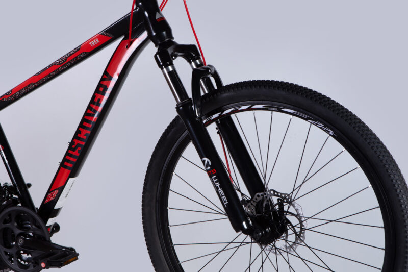 Велосипед ST 27.5" Discovery TREK DD FR рама-16" чорно-червоний 2025 замовити дискавери вело